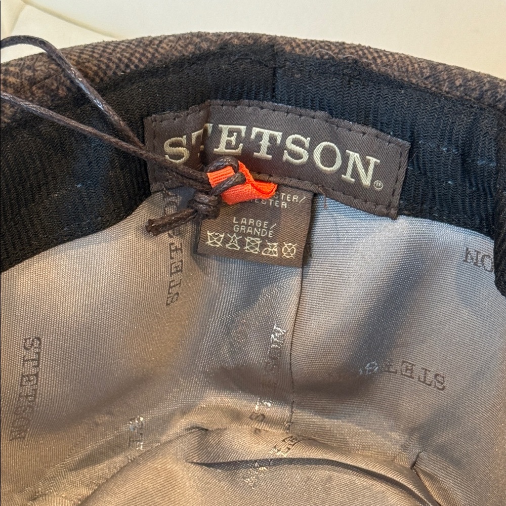 Stetson Dark Brown Fedora plaid Polyester Hat NEW - Picture 4 of 5